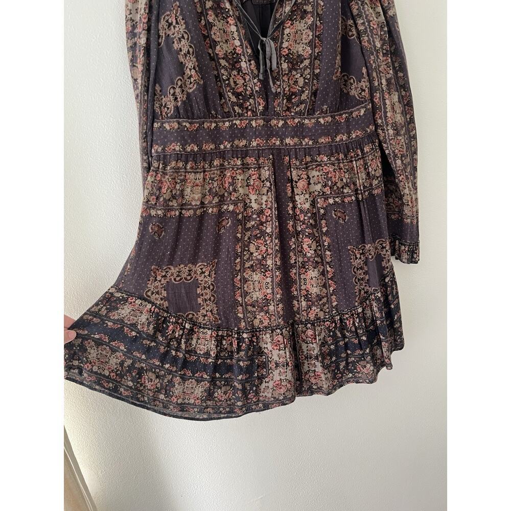 Free People Bridgette Dark Floral Mini Dress Velvet Size M Twee Dark Romantic - Picture 6 of 9